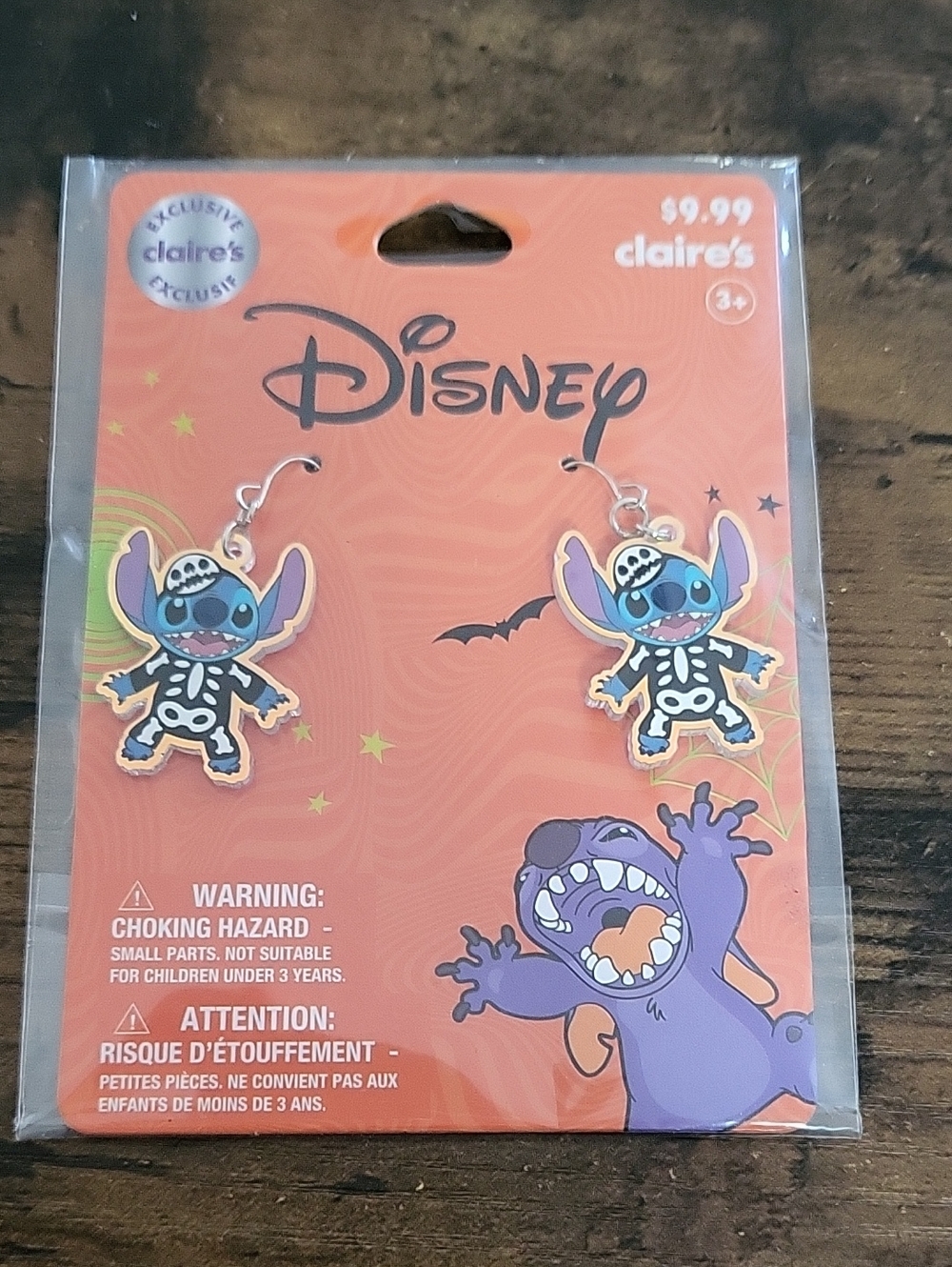 Disney Blue & Purple Stitch Skeleton Dangle Earrings